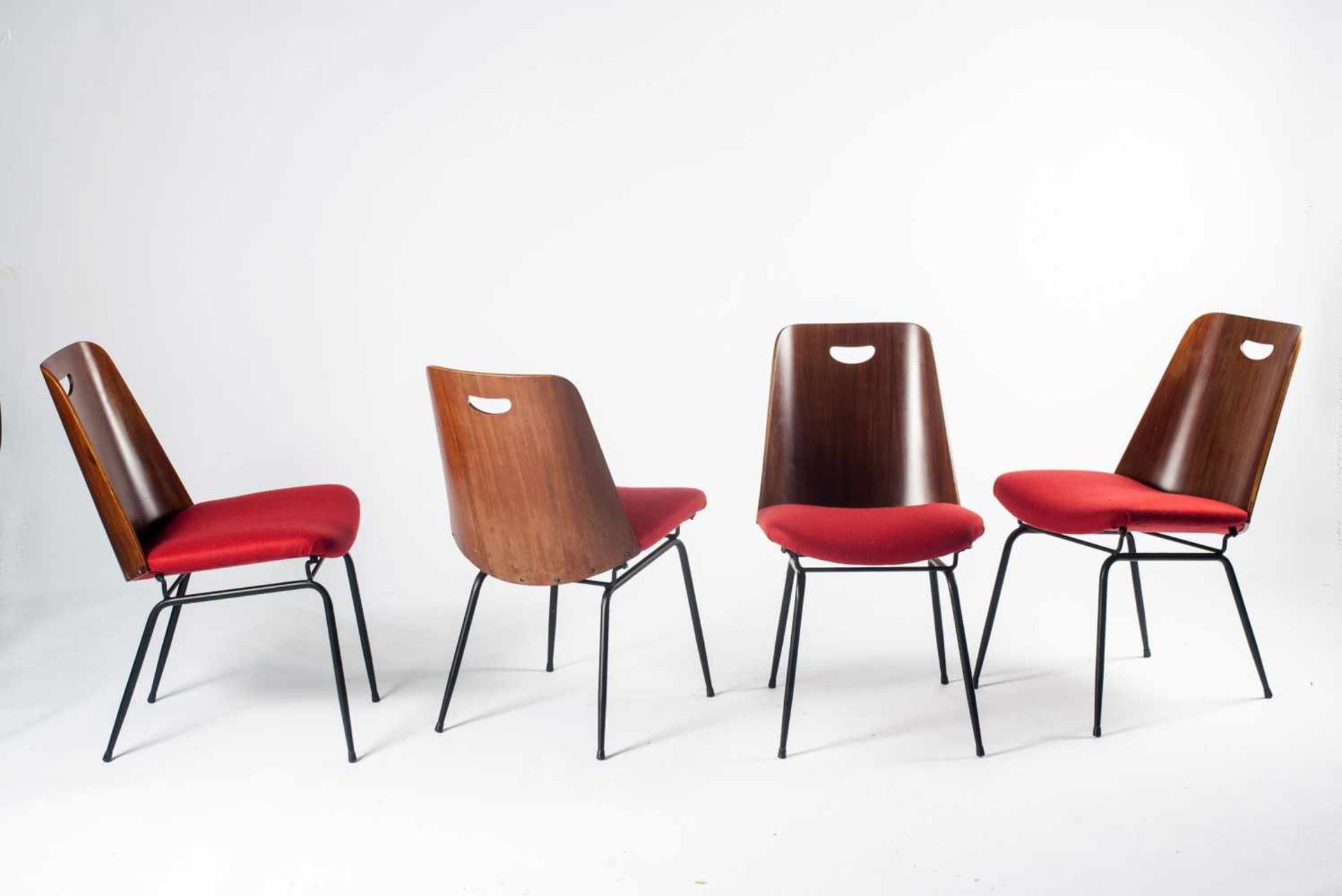 Vier Stühle 'Du 22', um 1952 Gastone Rinaldi H. 80 x 50 x 60 cm. Rima, Padua. Stahlrohr, schwarz - Bild 2 aus 8
