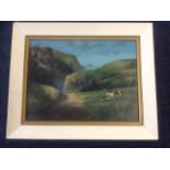 Charles Good, oil on canvas, cattle grazing in mountainous landscape, signed and dated 1923, framed.