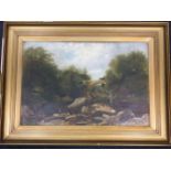 William Ryott, oil on canvas, Victorian river landscape with two fishermen, signed & dated 1866,