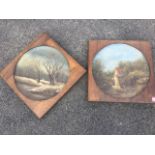 Victorian oils on Watcombe Torquay bowls