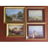 Nancy Foster, two gilt framed prints of scenes around Wooler; and two Fred Stott prints of Berwick &