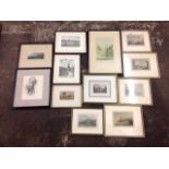 Twelve miscellaneous framed coloured topographical prints - Edinburgh, after Nasmyth, continental