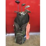 A set of Ben Sayers golf clubs in large Hillbilly bag, and other clubs by Wilson, Hanson,