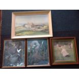 A large 60s framed landscape print after Vernon Ward,