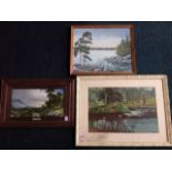 An oak framed landscape print after Hayward Young