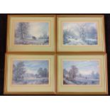 A set of four Don Vaughan coloured prints depicting country farming scenes, mounted and framed. (4)