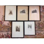 Edward Cherry, a collection of etchings of buildings and London landmarks, signed in pencil on