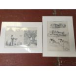 Two mounted architectural prints