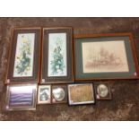 Miscellaneous framed pictures including an Alan W Jeffrey watercolour wash of a cottage, a photo