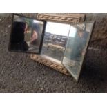 A small gilt & gesso dressing table mirror, the frame on easel stand having hinged wings