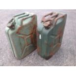 A pair of ex army 20L gerry cans. (2)