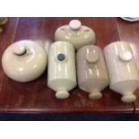 A collection of stoneware bedwarmers with screw stoppers - tubular, oval, bun shaped, etc. (5)