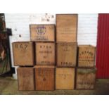 Ten tea chests, stencilles with various origin names - produce of Kenya, Felixstowe, Ceylon, 1966