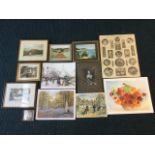 A mixed lot of two watercolours & various prints, mainly impressionist, mostly framed, etc.