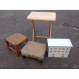 A button upholstered rectangular stool