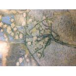 A framed Van Gogh print depicting a tree in blossom foilage .(2)