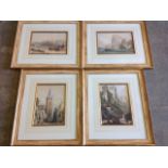 A set of four large David Roberts continental coloured prints,