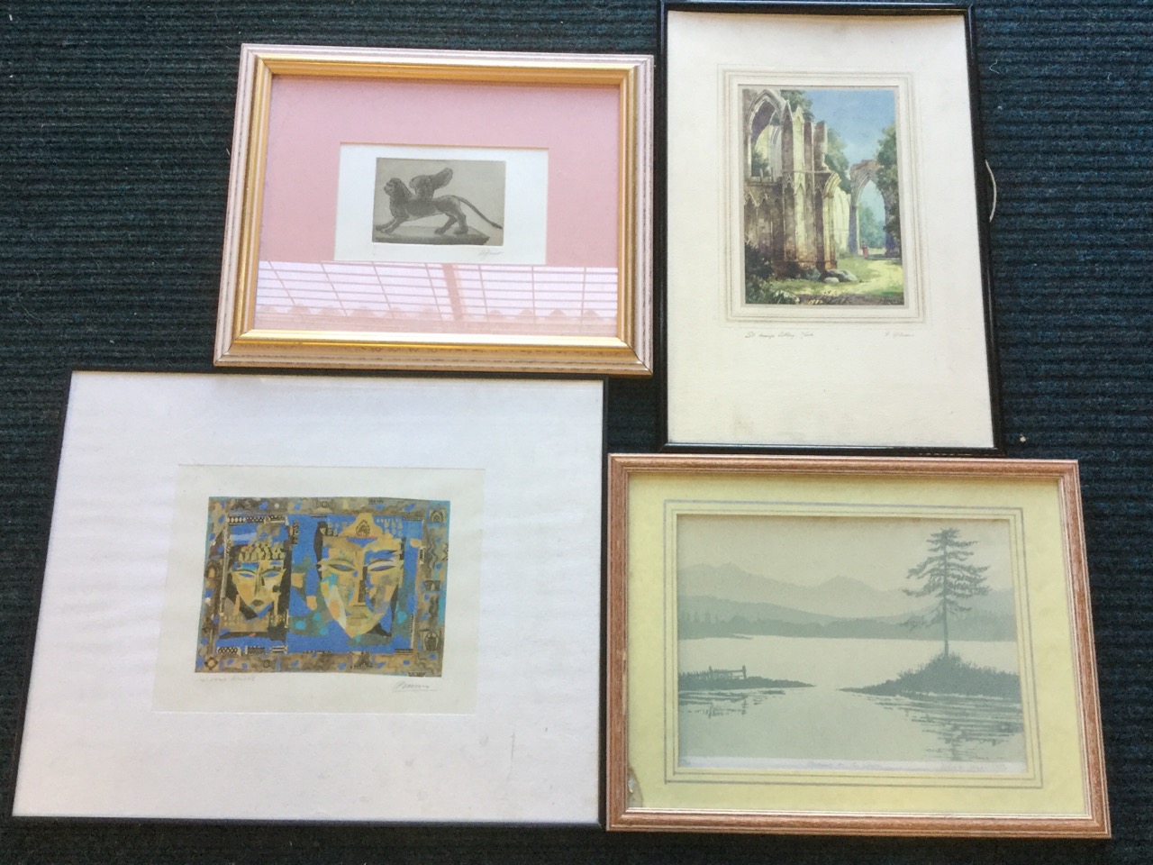 Four signed prints - Derek Jones, F Robson, Gemno & DeBumo, all mounted and framed. (4)