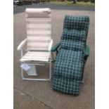 A Quest Elite Sandringham reclining garden chair with footrest; and another folding armchair