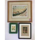 Kate Greenway, coloured print of Mary, Mary, Quite Contrary, laid down & framed; Lucy Loveheart,