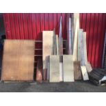 A quantity of wood including a drawing board by AG Thornton, tongue & groove boarding,