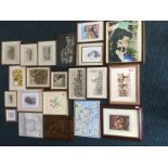 A box of miscellaneous paintings & prints. (21)