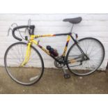 A Raleigh Banana mens racing bicycle, with padeed adjustable seat, racing tyres, gears, water bottle