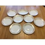 A set of eight Noritake dinner plates and an ashet, decorated in the floral Selina pattern. (9)