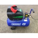 A Draper 25litre oil free electric compressor on trolley stand.