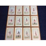 Pen & ink and watercolour, a set of twelve French military studies of soldiers in uniform