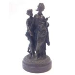 Masier, nineteenth century bronze, two young ladies with billet-doux, cast signature, mounted