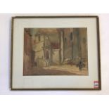 Helen C Thomae, watercolour, Spanish street scene titled Avila, signed, mounted and gilt framed.