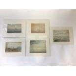 RW Parfit, five World War II watercolour scenes - coastal defences, signed & dated 1945