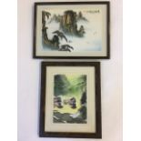 Chinese school. watercolour, two barges, signed indistinctly, mounted & framed