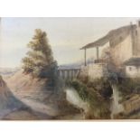 Nineteenth century English school, watercolour, watermill in landscape, signed indistinctly