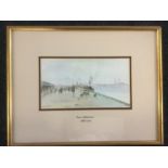 Percy Robertson, watercolour, Yarmouth quayside, signed with monogram, mounted & gilt framed.