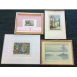 Four signed prints - Derek Jones, F Robson, Gemno and Debumo, all mounted & framed. (4)