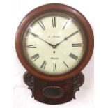 A large Victorian mahogany drop-dial wallclock by J Maule of Wooler, the enamelled dial with roman