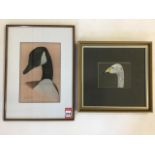 Eric Peake, coloured print of a canada goose, signed in pencil, mounted & framed. (6in x 9in)