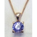 An 18ct rose gold sapphire pendant, the single claw set lilac sapphire of one-and-a-half carats,