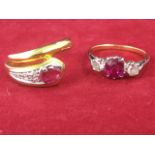 Two 18 carat gold ruby & diamond rings.