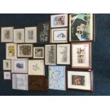 A box of miscellaneous paintings & prints including four nineteenth century steel engravings of