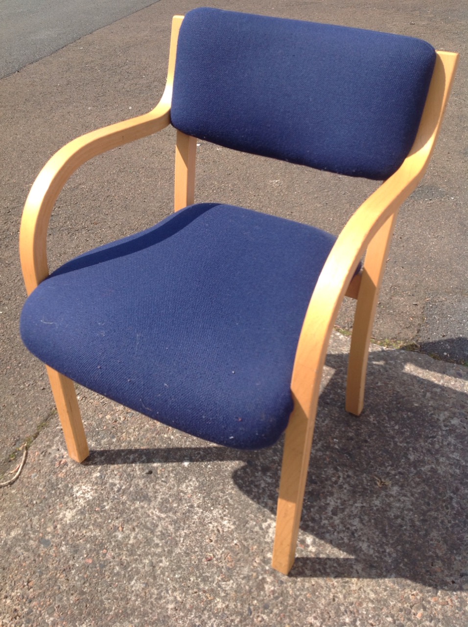 A pair of contemporary beech armchairs, with padded upholstered backs and downswept arms framing - Image 3 of 3