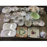 Miscellaneous ceramics including an Indian Tree dessert set, a pair of handpainted plates, a