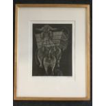 A monochrome etching, signed indistinctly, numbered & dated, titled The Three Pigs of the