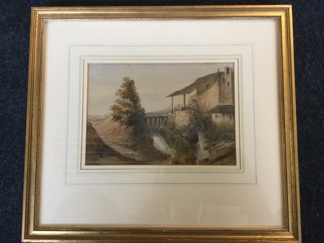 Nineteenth century English school, watercolour, watermill in landscape, signed indistinctly, mounted - Image 2 of 3