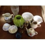 Miscellaneous glass and ceramics including a Royal Doulton painted jug, a Minton Haddon Hall bowl,
