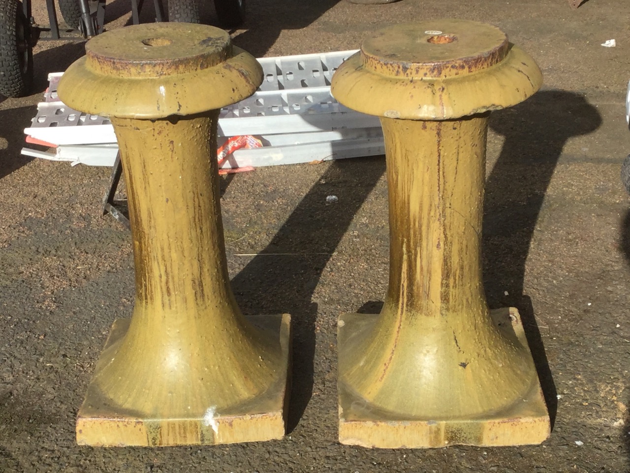 A pair of glazed nineteenth century stoneware pedestals - Image 2 of 3