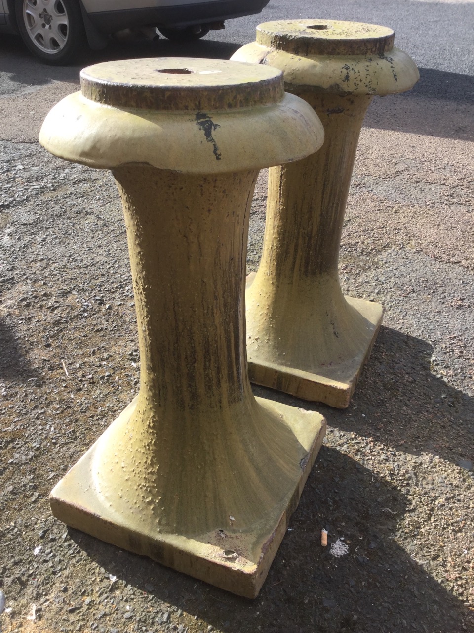 A pair of glazed nineteenth century stoneware pedestals - Image 3 of 3