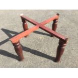 A stained hardwood table base, the cross frame on baluster turned legs - previously supported a